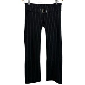 Vintage Y2K LULULEMON Low Rise Belted Leggings Size 8 Black Pinstripe